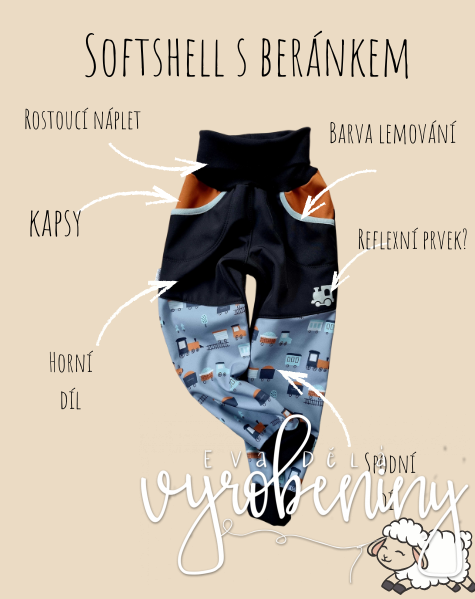 [Ušij mi] Kalhoty PŮLENÉ - beránek